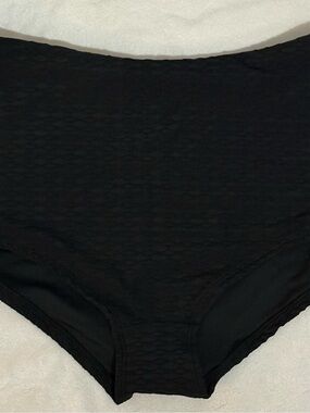 Victoria's Secret Black High-Waist Textured Bikini Bottom